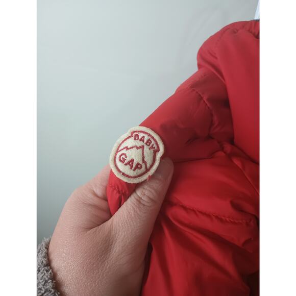 Baby Gap Red Puffer Jacket Coat Infant Size 0-6 Months Full Zip Fleece lined - Picture 4 of 7